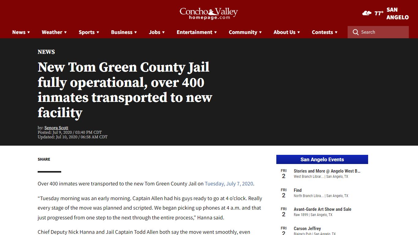 New Tom Green County Jail fully operational, over 400 inmates ...